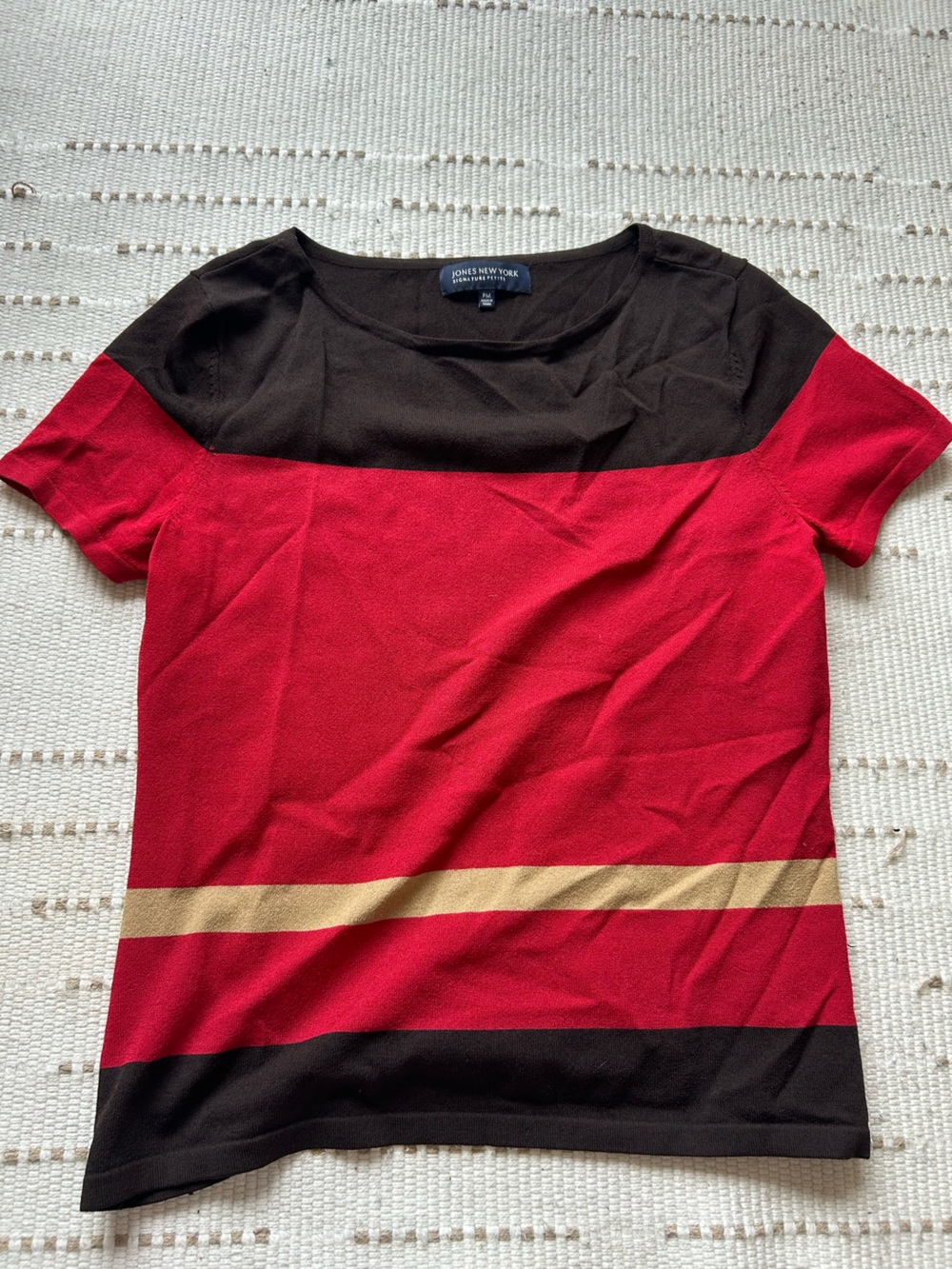 Jones New York Red and Black shirt with Gold Stripe